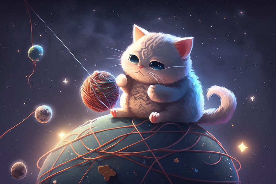 generative ai illustration cute fluffy plump cat